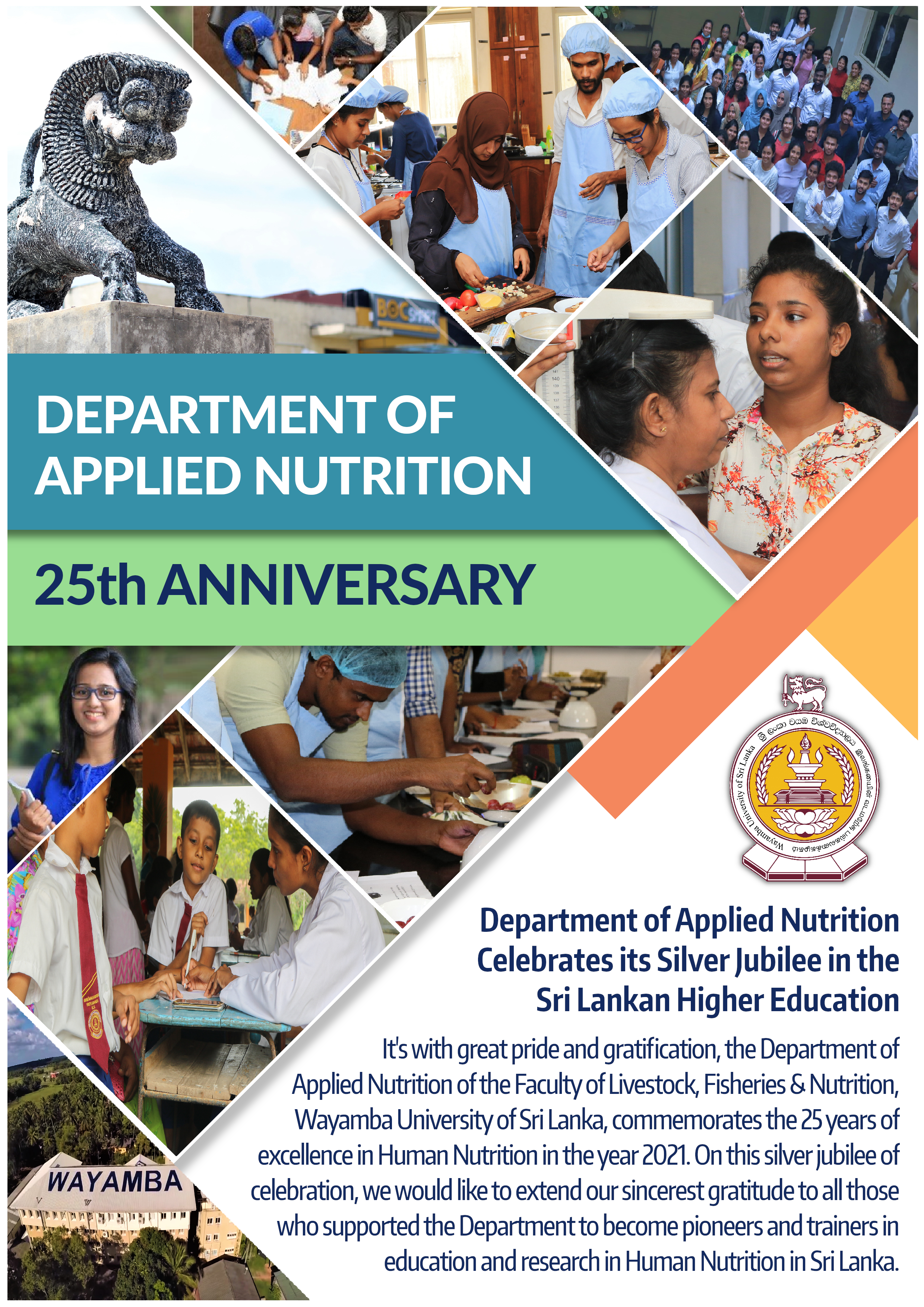 Department of Applied Nutrition- 25th Anniversary | Faculty of Livestock  Fisheries and Nutrition - WUSL