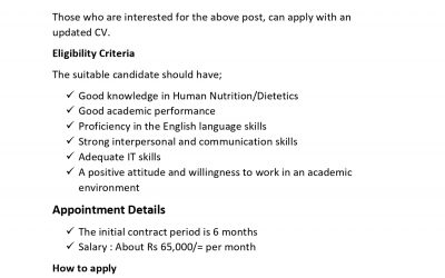 Vacancies – Posts of Demonstrators