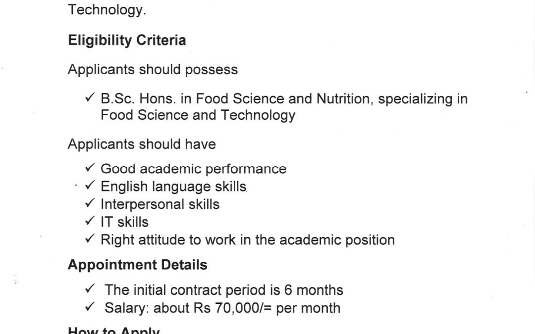 Vacancies – Posts of Demonstrators- DFST