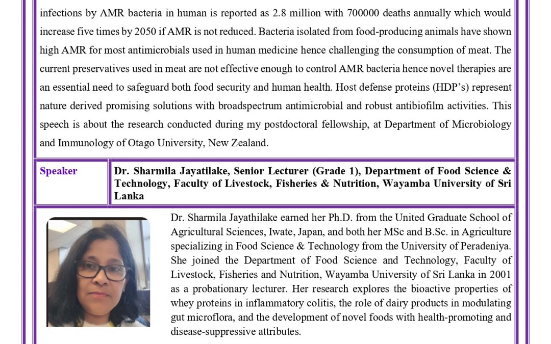 Faculty Talk: Insightful Seminar SeriesFaculty of Livestock, Fisheries, and NutritionWayamba University of Sri Lanka